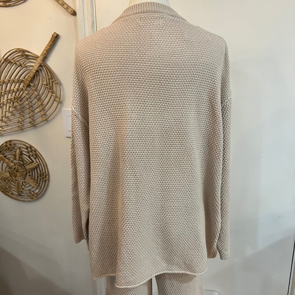Bluivy‎ S01664 Cotton Knit Lounge Set Waffle Top Pants Two Piece Beige Medium - Picture 9 of 12